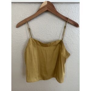 Urban Outfitters Gold Silky Cropped Tank Medium